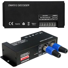 New 8A 3 Channel DMX512 Decoder RGB PWM DMX Dimmer Driver Adjust LED Strip Light Controller with RJ45 and XLR Interfaces DC12V-24V