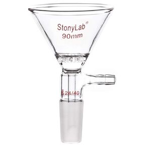 قمع فلتر زجاج البورسليكات من stonylab بأبعاد خارجية علوية 75 مم، وممرات تصفية زجاجية داخلية مقاس 24/40