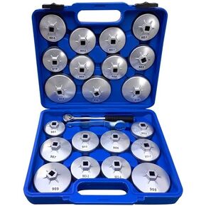 Shonee 23 Pcs Oil Filter Wrench Set, Aluminum Alloy Cup Type Oil Filter Socket Set, 1/2" Drive Oil Filter Removal Tool Kit, Oil Filter cap Wrench Set