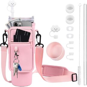 11PCS Accessories for Stanley Cup 40Oz Tumbler with Handle, Including Cloud Straw Cover Cap, Replacement Straw, Boot, Quencher H2.0 Spill Stopper, Cleaning Brush, Holder with Strap