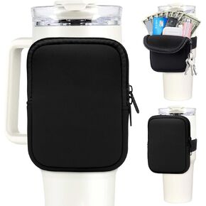 LHMTQVK Water Bottle Pouch for Stanley Quencher Adventure 40oz & IceFlow 20/30oz, Stanley Cup Accessories for Women, Water Bottle Pouch for Earphone, Cards, Keys
