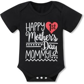 Happy First Mother’s Day Mommy Newborn Baby Boy Girl Outfit Bodysuit Summer Romper Clothes Set