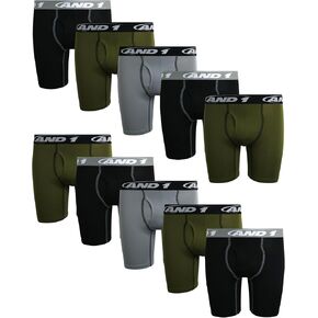 AND1 Boys' Underwear - Long Leg Performance Compression Boxer Briefs, Functional Fly (10 Pack)