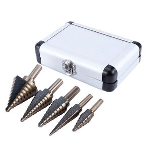 5 Pcs Step Drill Bits Set, Multiple Hole 50 High Steel Sizes Step Drill Bit Tool Set W/Aluminum Case