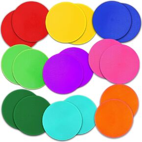 Poly Spot Markers 10 in 18 Pcs Non-Slip Rubber Agility Markers Flat Field Cones Floor Dots for Football, Soccer, Basketball Training Markers, School Exercise Drills, Social Distancing, Dance Practice