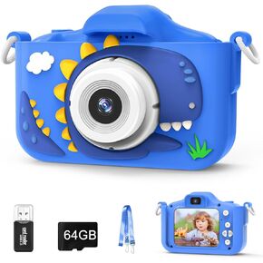 Camera for Kids, Kids Camera with 64GB Card, 48MP, 1080P HD, Digital Video Kids Camera for Toddler Girls Boys Children, Christmas Birthday Gifts for Toddler Age 3 4 5 6 7 8 9 (Blue)