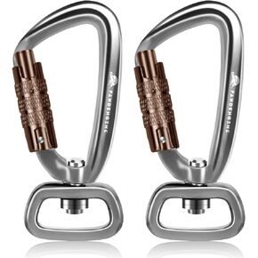 PANDENGZHE 2 Pack Locking Carabiner Clip 2.5" with Swivel Ring for Securing Pets, Dog Leash Harness, Camping, Hiking, Keychains