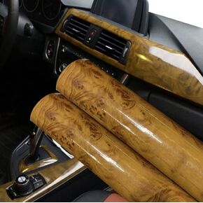 JNK Networks Mahogany Vinyl Wrap -Self Adhesive Film 12 x 60 Inch Glossy Wood Grain Decal Sticker Car Interior Decorative Paper Stretchable DIY Peel and Stick