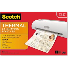 Scotch TP385625 Menu Size Thermal Laminating Pouches, 3 mil, 17 1/2 x 11 1/2, 25 per Pack in Kuwait