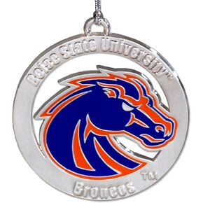 Fan Frenzy Gifts NCAA Boise State Broncos 2" Silver Ornament