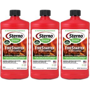 Sterno Firestarter Instant Flame Gel, All-Weather Indoor and Outdoor Use, 16 oz, 6 Pack