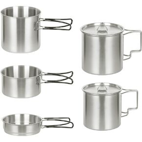 طقم طبخ للتخييم مع وعاء ومقلاة وزجاج للشرب وحقيبة تخزين للسفر والتنزه سيرًا على الأقدام وصيد الأسماك والتخييم والنزهات in Kuwait