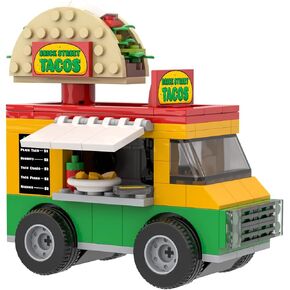Brick Loot Mini City Sushi Cart Bar Toy Building Block Set, Custom Designed Model, for Adults & Kids Age 6+, 100% Compatible with Lego and Other Major Toy Building Block Brick Brands, 190 Pieces