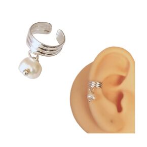 925 Sterling Silver SINGLE - For ONE Ear - Tiny Wide Band and Pearl Ear Cuff for Non-Pierced Ear for Women | Handmade by MiYa Jewelry Creations