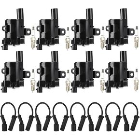 حزمة ملف الإشعال + شمعات الإشعال إيريديوم + سلك لبويك رينييه كاديلاك إسكاليد تشيفي أفالانش 1500 إكسبريس وسيلفرادو 1500 2500 3500 SSR سوبربان تاهو جي إم سي سافانا 2500 3500، UF262 C1251 in Kuwait