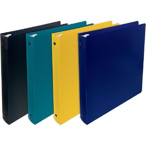 Better Office Products, 3 Ring Poly Binder with Pocket, 1 Inch, Letter Size, 4 Pack-Assorted Colors