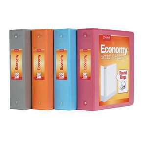 Cardinal 3 Ring Binders, 2 Inch, Round Rings, Holds 475 Sheets, ClearVue Presentation View, Non-Stick, Assorted Autumn Colors, 4 Pack (1002481)