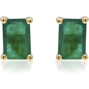 Gin & Grace women's 14K Yellow Gold Natural Zambian Emerald Earrings | Ethically, Authentically & Organically Sourced Emerald Shape Emerald Hand-Crafted Jewelry | Emerald Earrings GJ15386E-EM in Kuwait