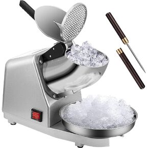 VIVOHOME Electric Dual Blades Ice Crusher Shaver Snow Cone Maker Machine Silver 143lbs/hr with Ice Pick for Home and Commercial Use