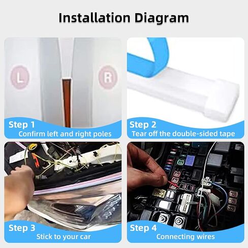 Ziciner Car LED Headlight Strips, 2 Pcs Flexible Dual Color Turn Signal Lamp Strip, Waterproof LED Daytime Running Light Strip, Universal Auto Accessories for Cars, Truck, SUV, ect in Saudi Arabia