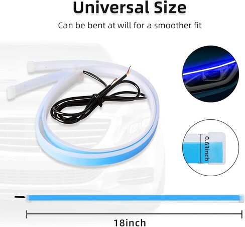Ziciner Car LED Headlight Strips, 2 Pcs Flexible Dual Color Turn Signal Lamp Strip, Waterproof LED Daytime Running Light Strip, Universal Auto Accessories for Cars, Truck, SUV, ect in Saudi Arabia