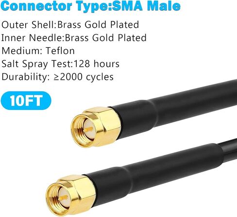 MOOKEERF RG58 SMA Cable - 6FT Low Loss SMA Male to Male Cable Extension 50 ohm for 3G/4G/LTE/GPS/RF Radio/WiFi Antenna Applications in Kuwait