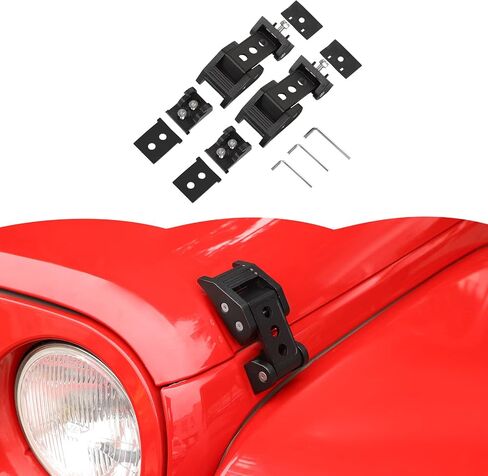 Routen Stainless Steel Hood Latches Hood Lock Catch Latches Kit for Jeep Wrangler JK JKU JL JLU JT 2007-2024(Black) in Saudi Arabia