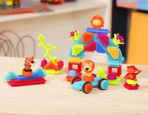 باتات - كتل ذات شعيرات - مكعبات بناء متشابكة من STEM - مجموعة لعب مكونة من 54 قطعة - دلو تخزين قابل لإعادة الاستخدام - ألعاب تنموية للأطفال الصغار والأطفال - مغامرات الغابة - سنتان + in Kuwait