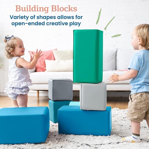 مكعبات بناء إسفنجية للأطفال الصغار سوفت زون من ECR4Kids، مجموعة ألعاب إسفنجية، معاصرة، 7 قطع in Kuwait