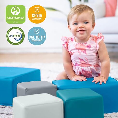 مكعبات بناء إسفنجية للأطفال الصغار سوفت زون من ECR4Kids، مجموعة ألعاب إسفنجية، معاصرة، 7 قطع in Kuwait