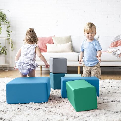 مكعبات بناء إسفنجية للأطفال الصغار سوفت زون من ECR4Kids، مجموعة ألعاب إسفنجية، معاصرة، 7 قطع in Kuwait