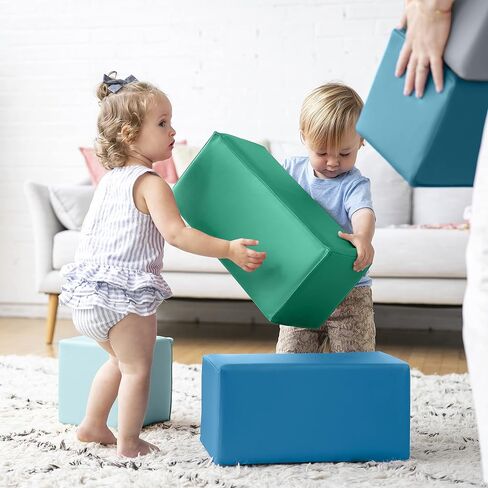 مكعبات بناء إسفنجية للأطفال الصغار سوفت زون من ECR4Kids، مجموعة ألعاب إسفنجية، معاصرة، 7 قطع in Kuwait