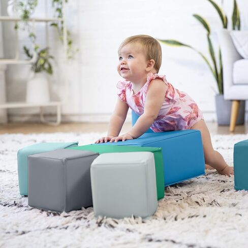 مكعبات بناء إسفنجية للأطفال الصغار سوفت زون من ECR4Kids، مجموعة ألعاب إسفنجية، معاصرة، 7 قطع in Kuwait