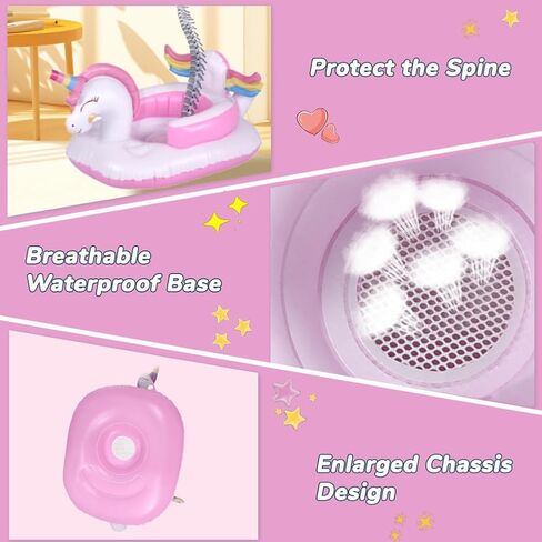 مقعد أطفال Xifamniy Unicorn قابل للنفخ، مقاعد أرضية للأطفال للجلوس، مقاعد للرضع للأطفال الصغار، كرسي أطفال قابل للنفخ مع مضخة هواء مدمجة، 3-36 شهرًا، وردي in Kuwait