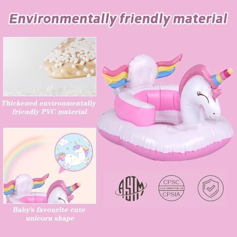 مقعد أطفال Xifamniy Unicorn قابل للنفخ، مقاعد أرضية للأطفال للجلوس، مقاعد للرضع للأطفال الصغار، كرسي أطفال قابل للنفخ مع مضخة هواء مدمجة، 3-36 شهرًا، وردي in Kuwait