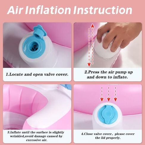 مقعد أطفال Xifamniy Unicorn قابل للنفخ، مقاعد أرضية للأطفال للجلوس، مقاعد للرضع للأطفال الصغار، كرسي أطفال قابل للنفخ مع مضخة هواء مدمجة، 3-36 شهرًا، وردي in Kuwait