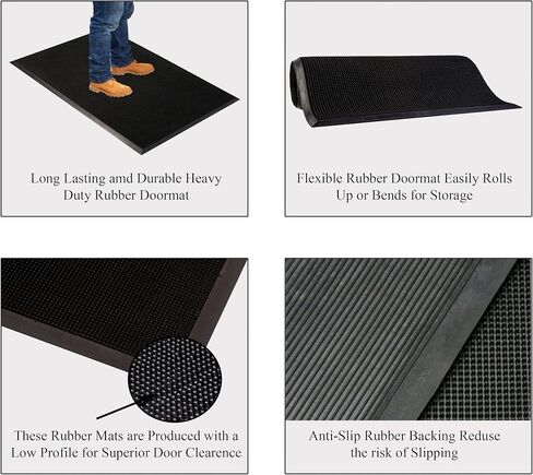 سجادات أرضية مدخل A1HC جديدة بالكامل من المطاط الفاخر بأطراف الأصابع تحافظ على الطين والأوساخ بعيدًا عن الأبواب التجارية والسكنية، الأمامية والخلفية، المرآب، المداخل، المطاعم، إلخ. 91.44 سم × 152.4 سم in Kuwait