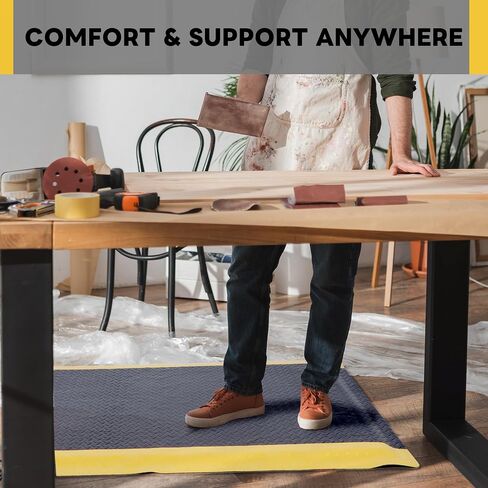 Nisorpa Anti Fatigue Mats Industrial 3' x 5', 15/16" Thick Ergonomic Standing Floor Mat Work Mats for Standing Heavy Duty Commercial Diamond Plate Border Safety Mat Support for Leg & Back Pain in Saudi Arabia