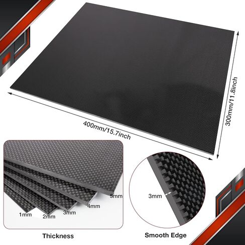 FANCYWING 400X500X3.0MM ورقة ألياف الكربون 100٪ 3K ألياف الكربون لوحة صفائحية نسج عادي لوحة لوحة سمك 3.0 مم (سطح لامع) in Kuwait