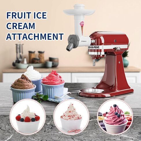 مرفق صانع الآيس كريم OTOmitra لخلاط حامل KitchenAid، صانع الآيس كريم بالفواكه المجمدة الخالية من الألبان، ملحق آيس كريم آمن للغسل في غسالة الأطباق، أجزاء صانع الآيس كريم الطبيعية in Kuwait