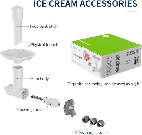 مرفق صانع الآيس كريم OTOmitra لخلاط حامل KitchenAid، صانع الآيس كريم بالفواكه المجمدة الخالية من الألبان، ملحق آيس كريم آمن للغسل في غسالة الأطباق، أجزاء صانع الآيس كريم الطبيعية in Kuwait