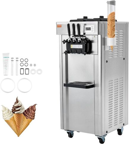 VEVOR Commercial Ice Cream Machine, 10.6 QT/H Yield, 1000W Single Flavor Countertop Soft Serve Ice Cream Maker, 4L Hopper 1.6L Cylinder, Touch Screen Auto Clean Pre-cooling, for Restaurant Snack Bar in Saudi Arabia