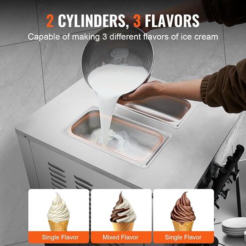 VEVOR Commercial Ice Cream Machine, 10.6 QT/H Yield, 1000W Single Flavor Countertop Soft Serve Ice Cream Maker, 4L Hopper 1.6L Cylinder, Touch Screen Auto Clean Pre-cooling, for Restaurant Snack Bar in Saudi Arabia