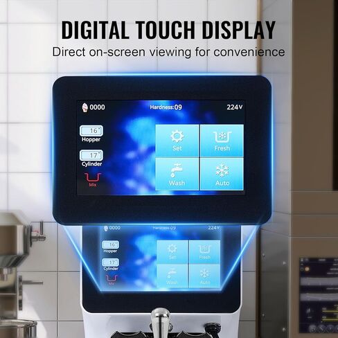 VEVOR Commercial Ice Cream Machine, 10.6 QT/H Yield, 1000W Single Flavor Countertop Soft Serve Ice Cream Maker, 4L Hopper 1.6L Cylinder, Touch Screen Auto Clean Pre-cooling, for Restaurant Snack Bar in Saudi Arabia