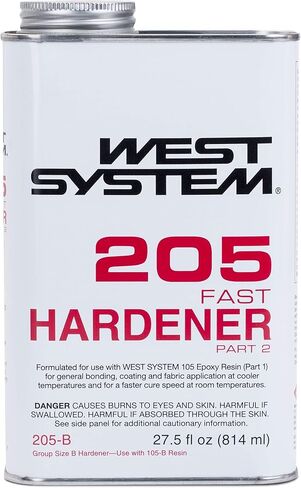حزمة WEST SYSTEM 105B من راتنجات الإيبوكسي (126.6 أونصة سائلة) مع مقوي إيبوكسي سريع 205B (27.5 أونصة سائلة) و300 مضخة صغيرة لقياس الإيبوكسي مكونة من 3 عبوات (3 عناصر) in Kuwait