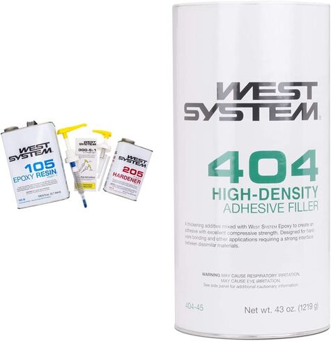 حزمة WEST SYSTEM 105B من راتنجات الإيبوكسي (126.6 أونصة سائلة) مع مقوي إيبوكسي سريع 205B (27.5 أونصة سائلة) و300 مضخة صغيرة لقياس الإيبوكسي مكونة من 3 عبوات (3 عناصر) in Kuwait