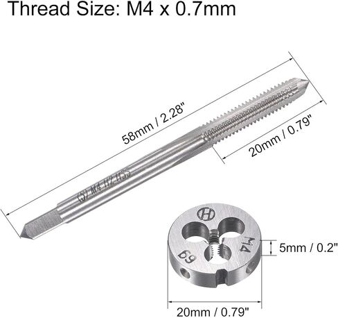 uxcell M4 x 0.5mm Metric Tap and Die Set, Machine Thread Screw Tap with Round Threading Die, Tap & Die Kit for Nut Screw Bolt Thread Repair in Saudi Arabia