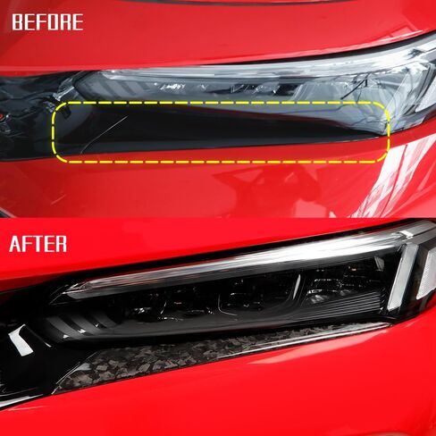 2Pcs Real Carbon Fiber Front Headlight Eyebrow Cover Trim Fit for 11th Gen Civic Type r FL5 Typer Front Fog Light Lamp Eyelid Molding Cover Headlights Trim Frame Decoration Patch (Bright Black) in Saudi Arabia