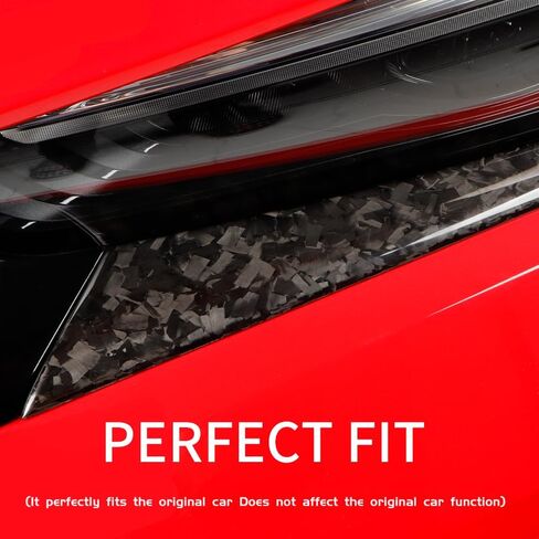 2Pcs Real Carbon Fiber Front Headlight Eyebrow Cover Trim Fit for 11th Gen Civic Type r FL5 Typer Front Fog Light Lamp Eyelid Molding Cover Headlights Trim Frame Decoration Patch (Bright Black) in Saudi Arabia