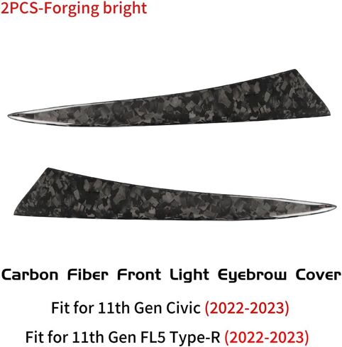2Pcs Real Carbon Fiber Front Headlight Eyebrow Cover Trim Fit for 11th Gen Civic Type r FL5 Typer Front Fog Light Lamp Eyelid Molding Cover Headlights Trim Frame Decoration Patch (Bright Black) in Saudi Arabia